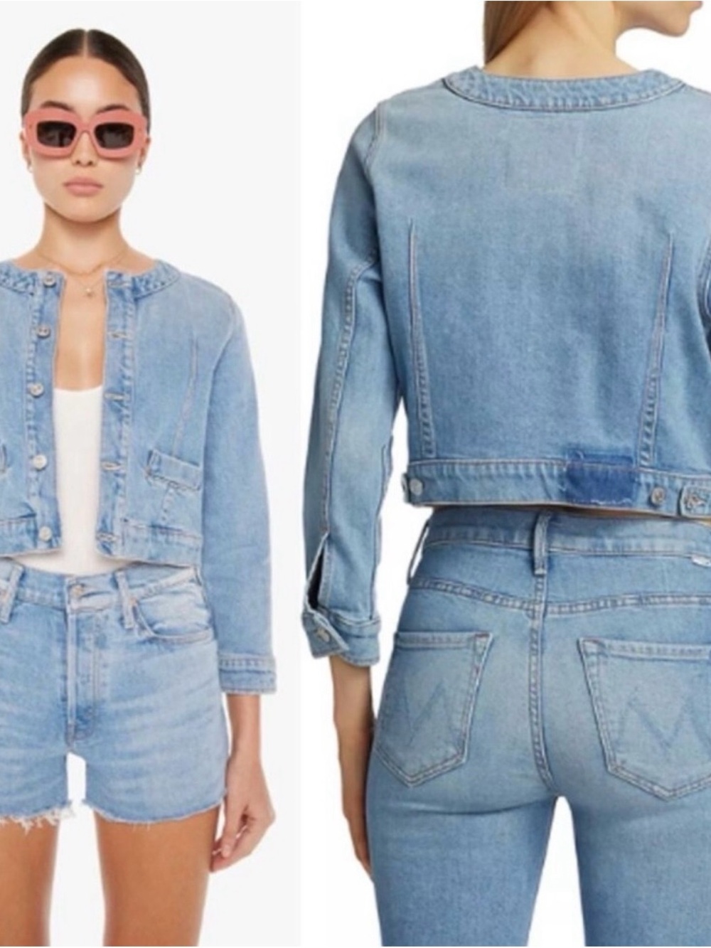 Mother THE PICKY LET THEM EAT CAKE denim jacket Medium NWT